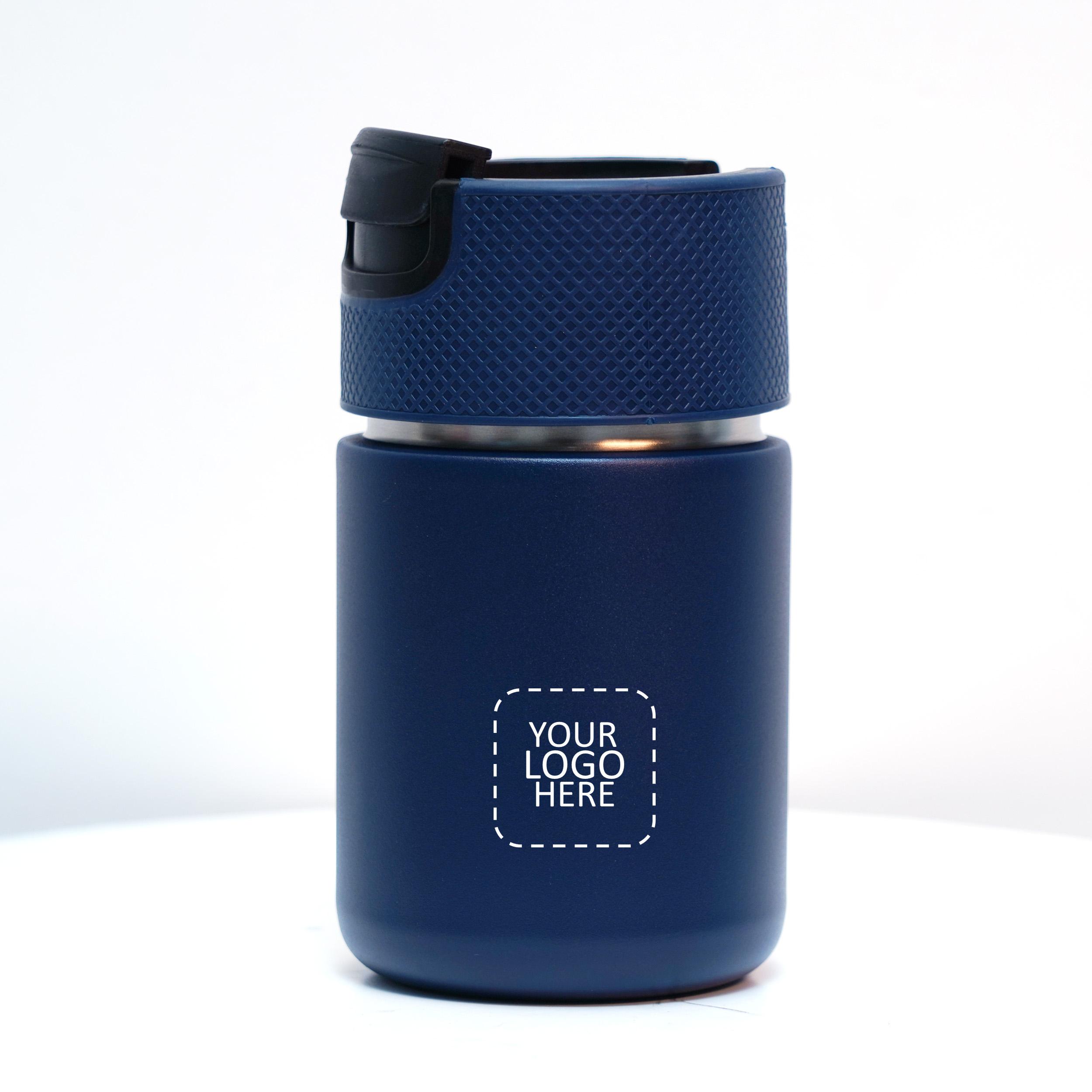 Blue Portable Travel Mug with Logo